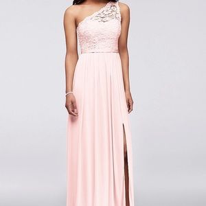 David’s bridal One Shoulder Lace Bridesmaid Dress